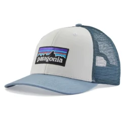 Patagonia P-6 Logo Trucker Hat White W/Light Plume Grey