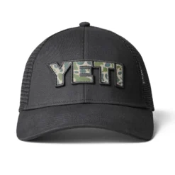 Yeti Camo Logo Badge Low Pro Trucker Hat Black
