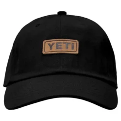 Yeti Leather Logo Badge 6 Panel Soft Crown Hat Black